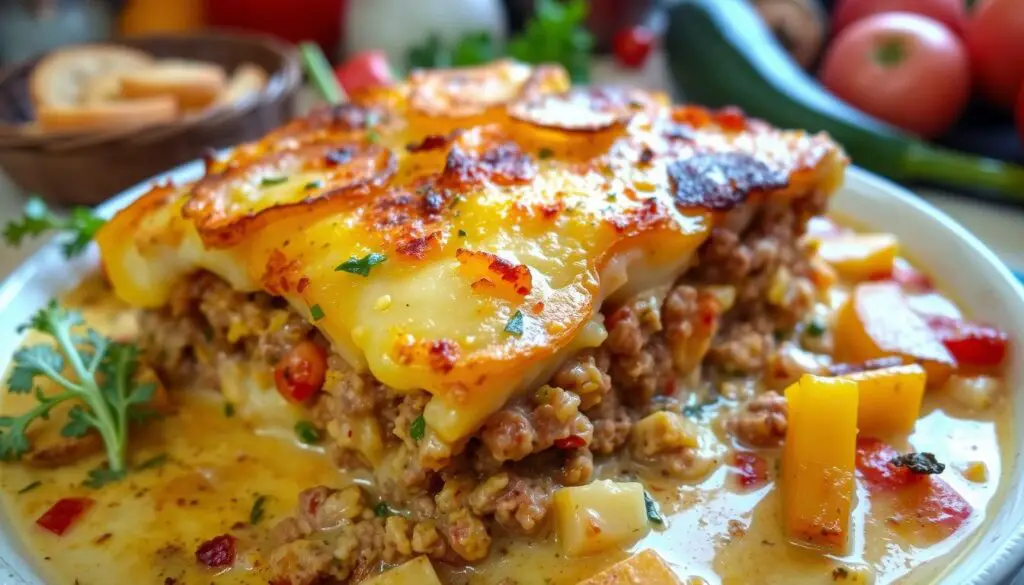 Creamy Ground Beef and Potato Bake