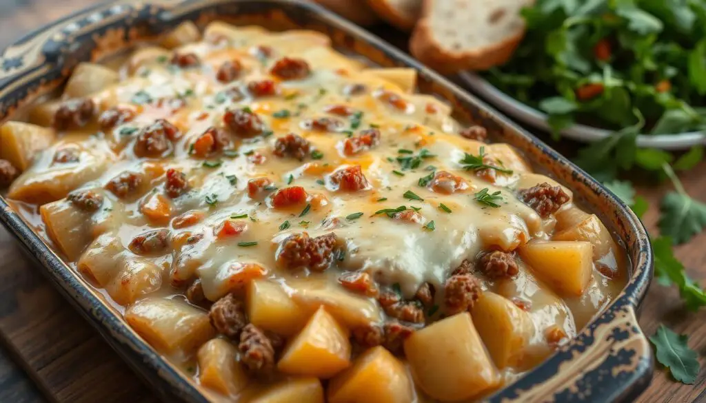 creamy ground beef and potato bake