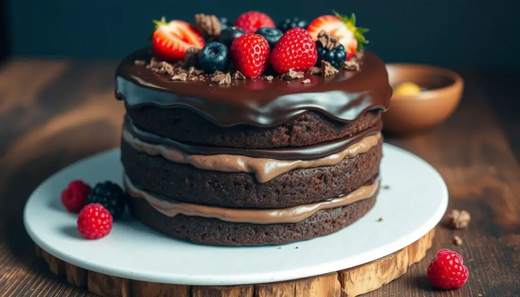 triple layer chocolate cake